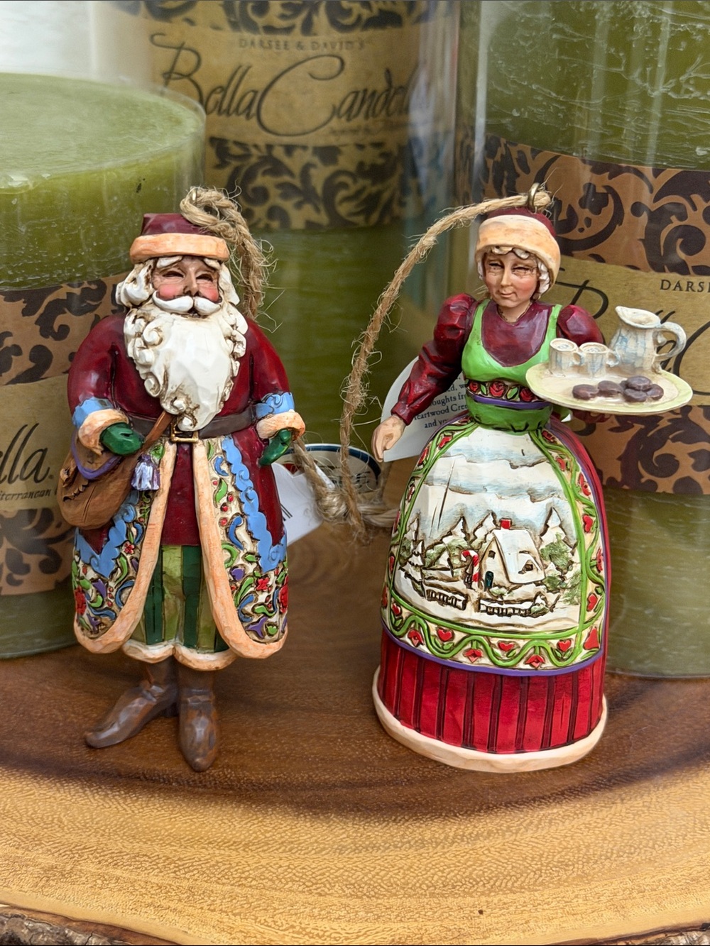Jim Shore Heartwood Creek Santa & Mrs. Claus Hanging Ornament Set C4005769 NWT